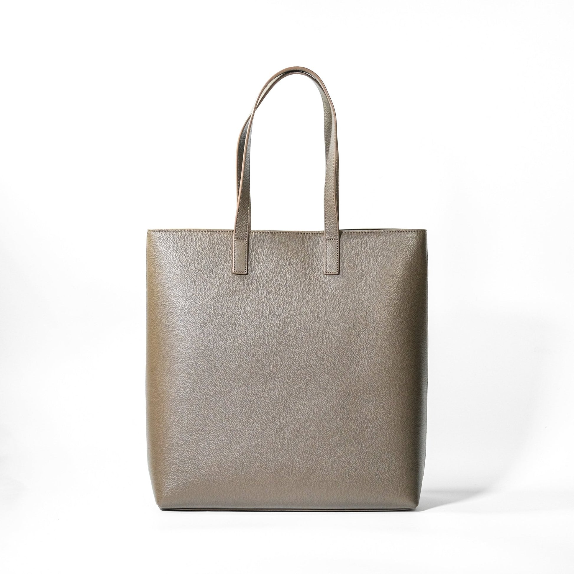 Italian Leather Casual Tote Bag (Beige) - aucentic