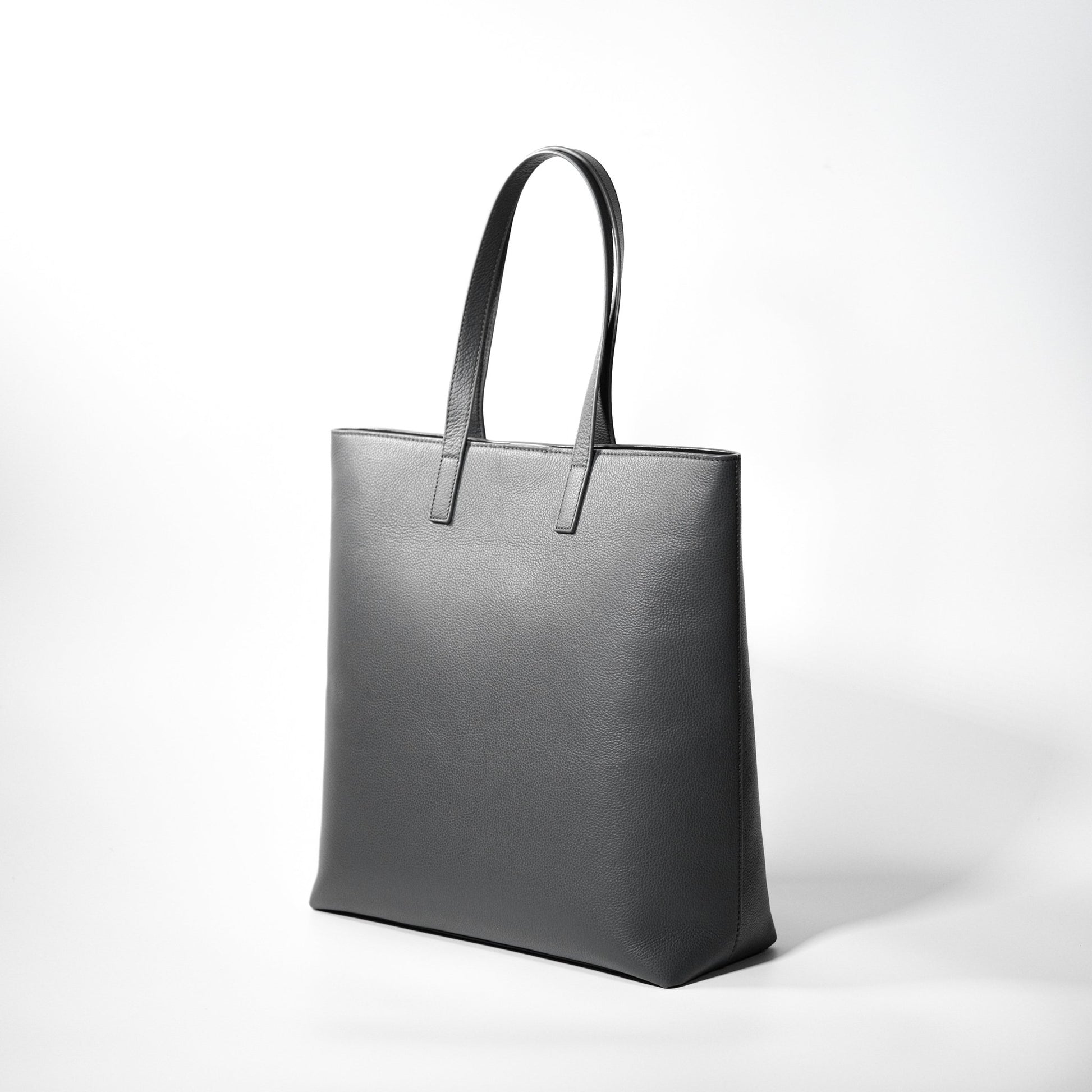 Italian Leather Casual Tote Bag (Grey) - aucentic