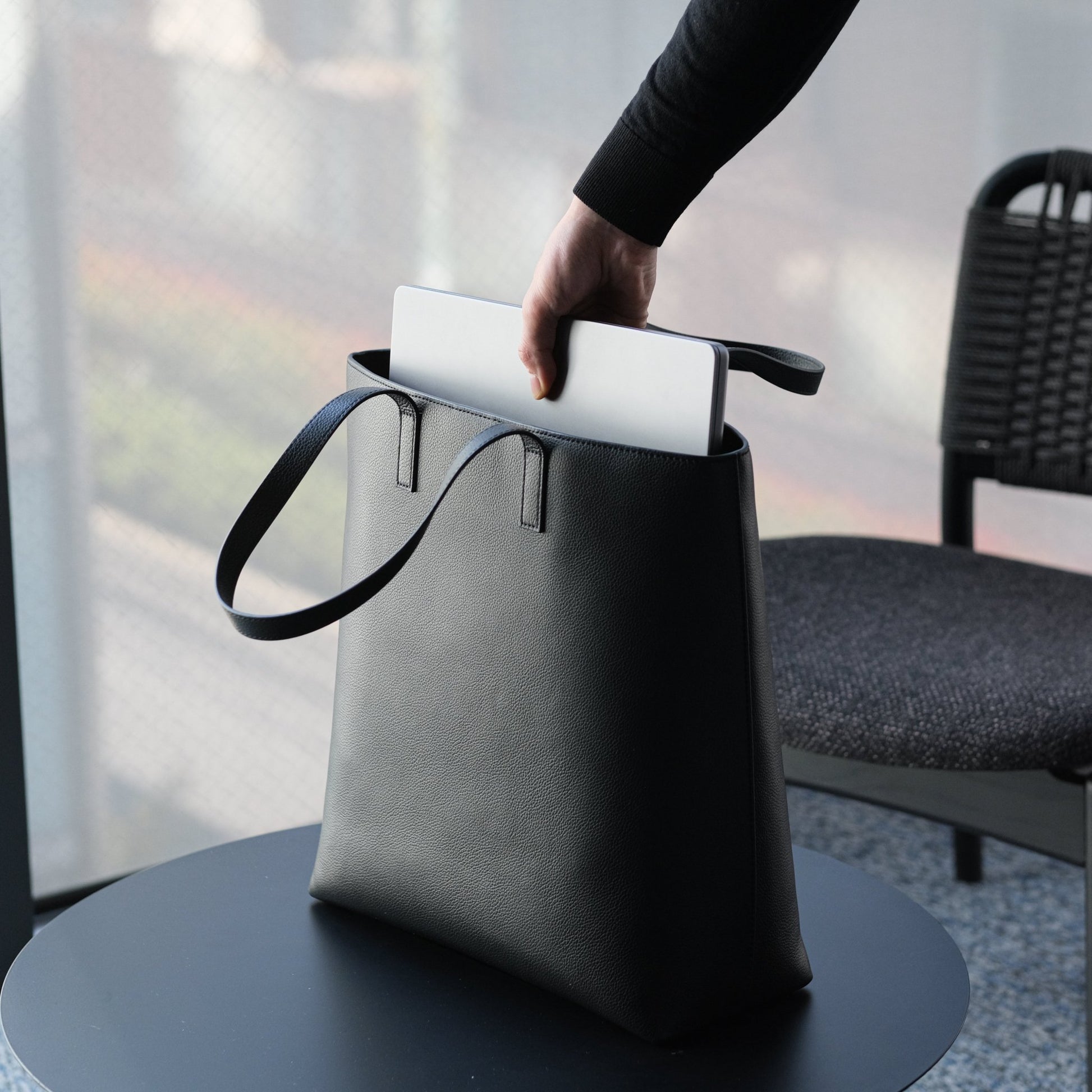 Italian Leather Casual Tote Bag (Grey) - aucentic