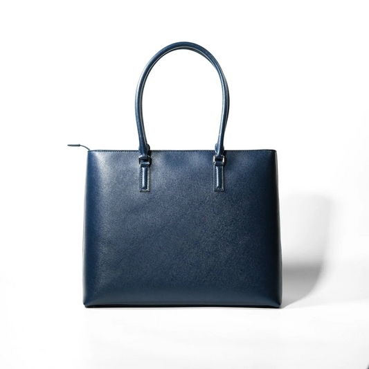 ITALIAN SAFFIANO LEATHER TOTE NAVY