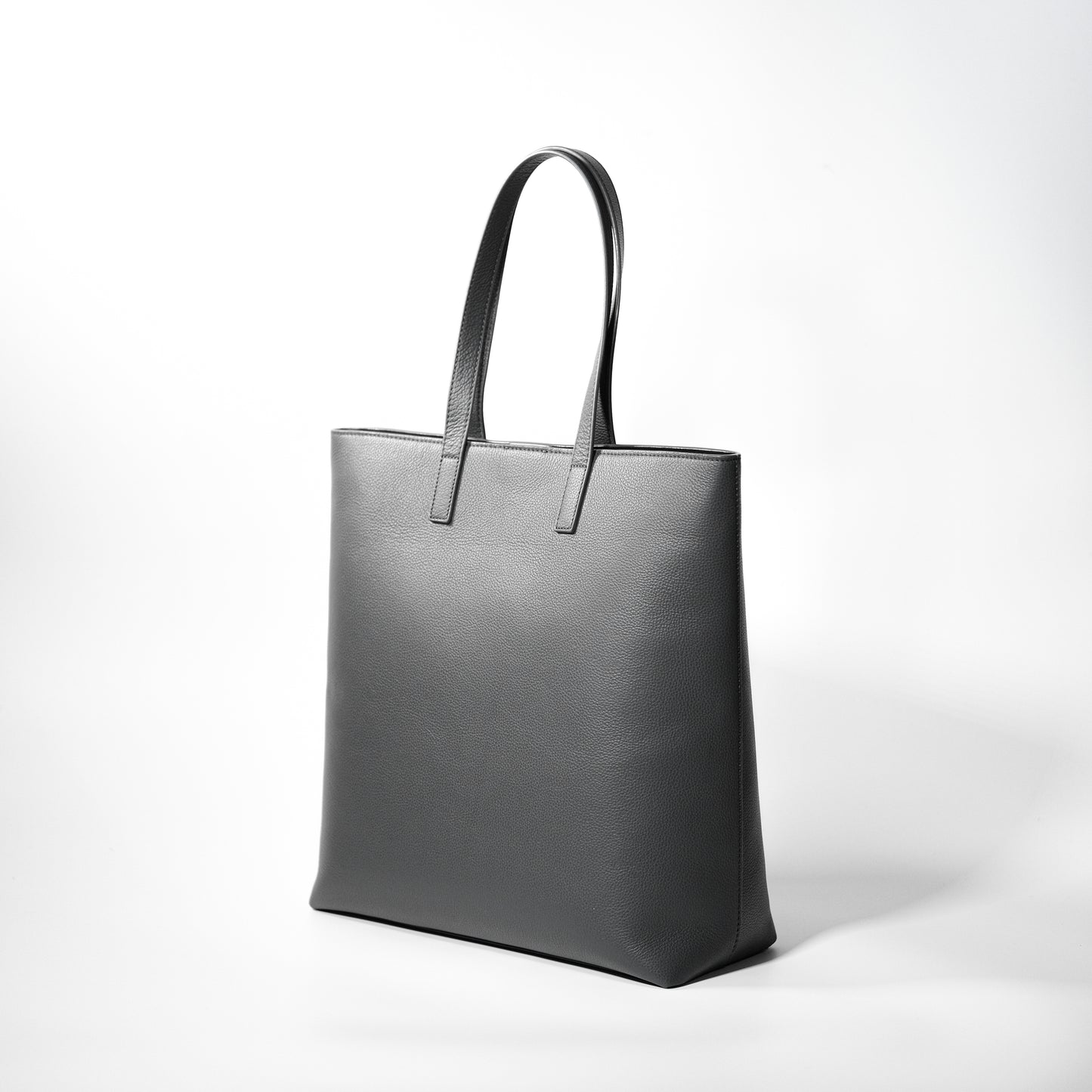 Italian Leather Casual Tote Bag (Grey)