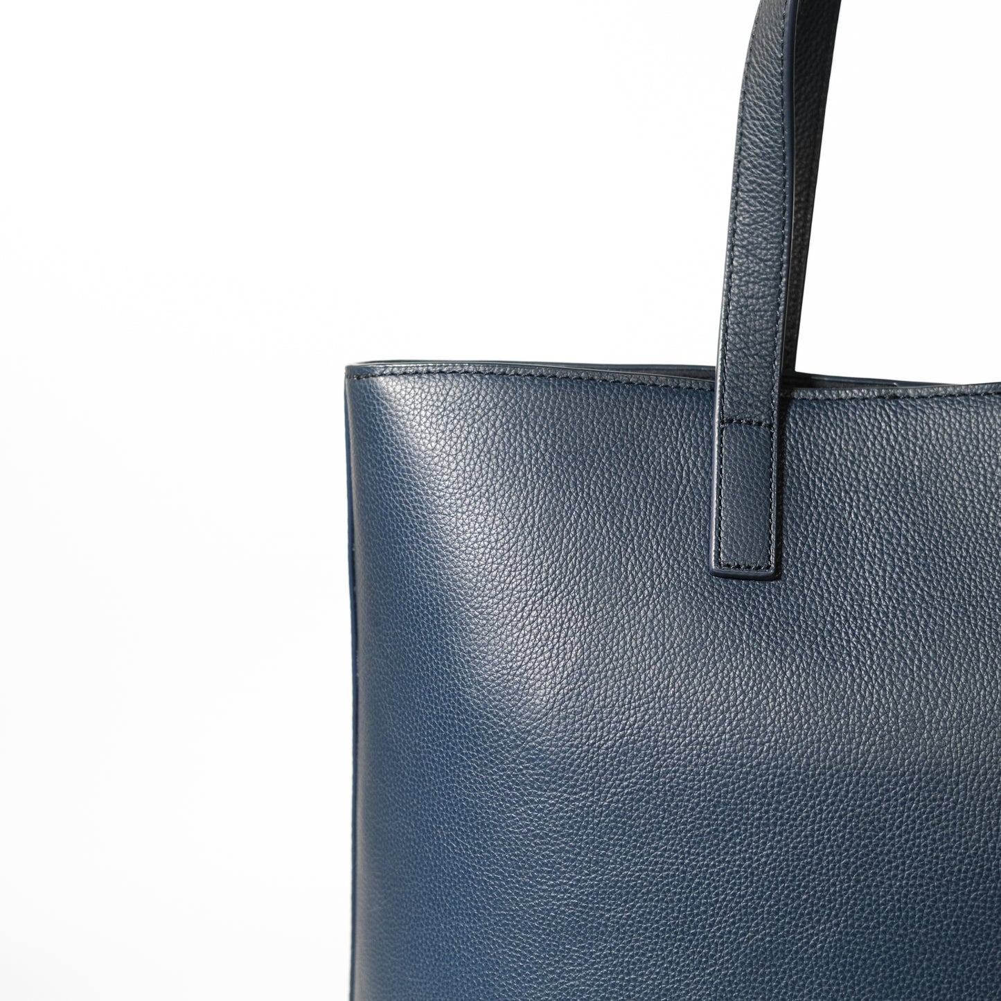 Italian Leather Casual Tote Bag (Navy)