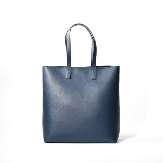 Italian Leather Casual Tote Bag (Navy) - aucentic