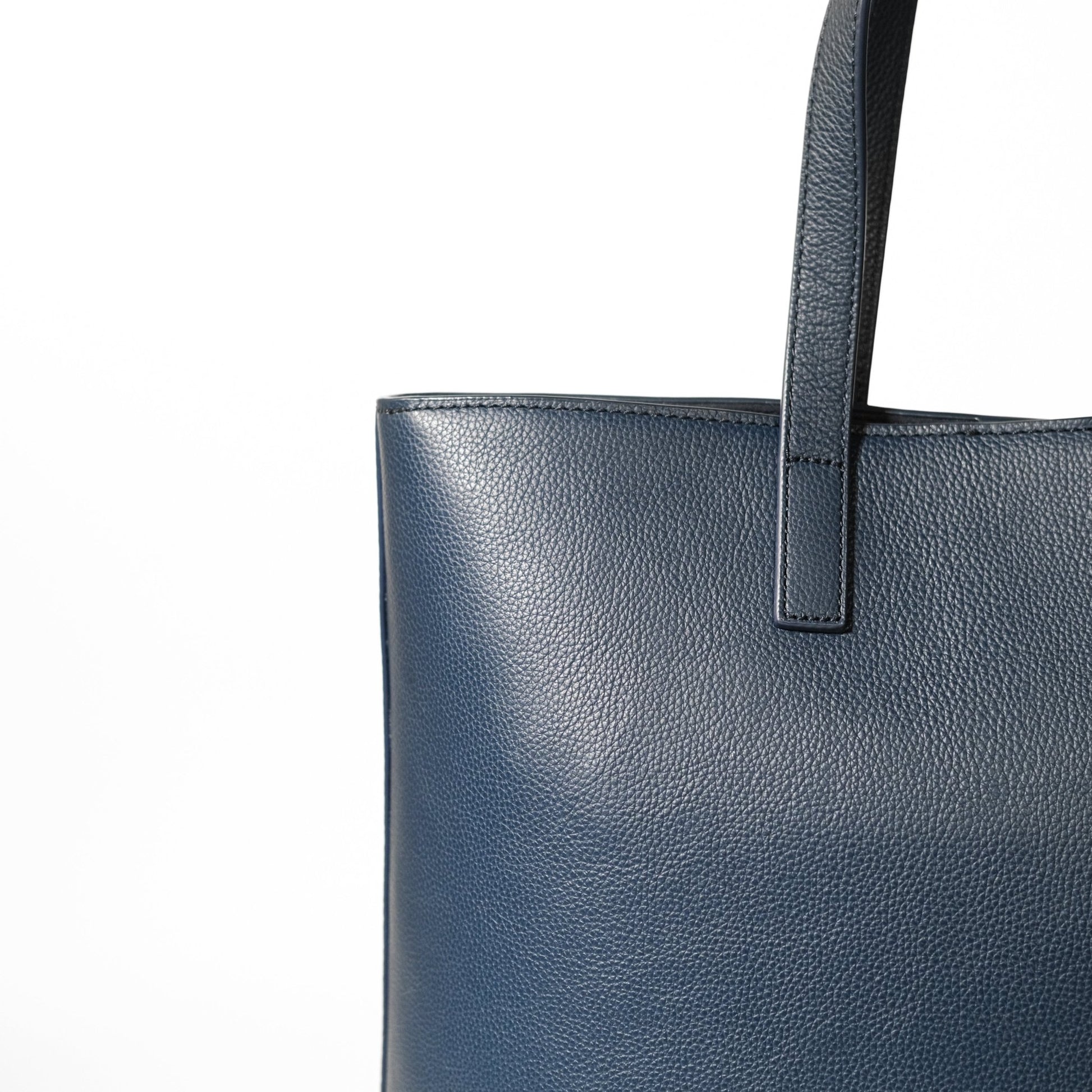 Italian Leather Casual Tote Bag (Navy) - aucentic