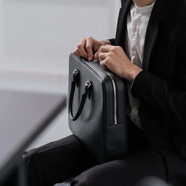 Italian Saffiano Leather Briefcase - aucentic