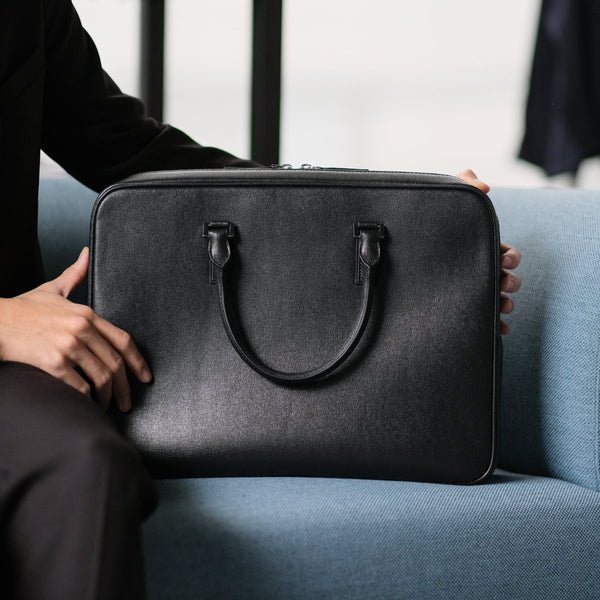 Italian Saffiano Leather Briefcase - aucentic
