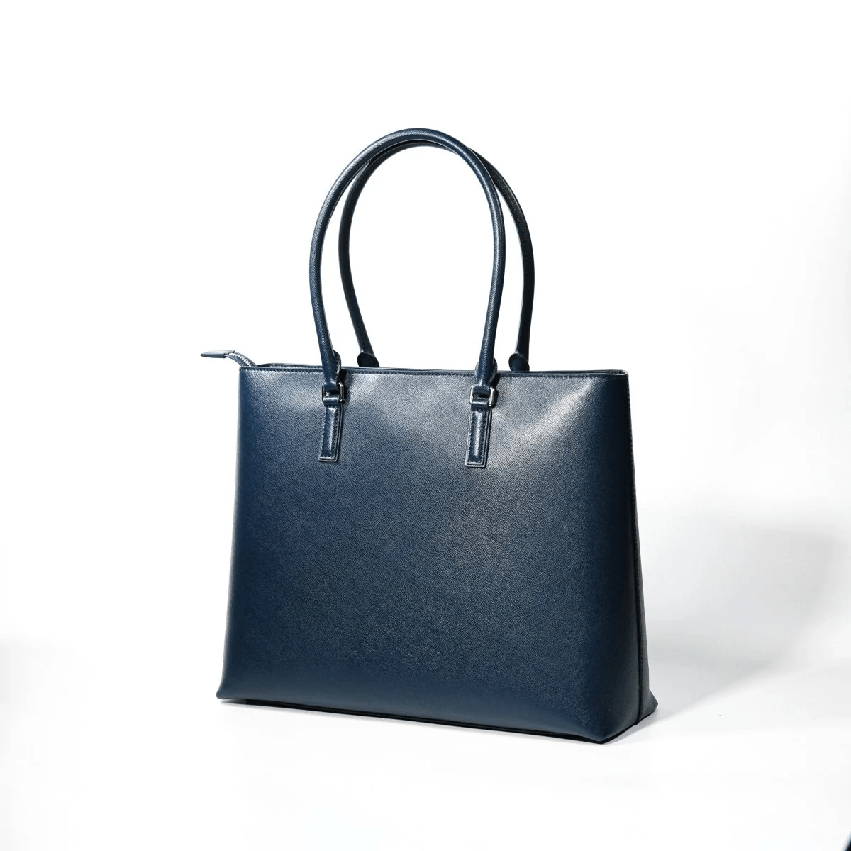 ITALIAN SAFFIANO LEATHER TOTE NAVY - aucentic