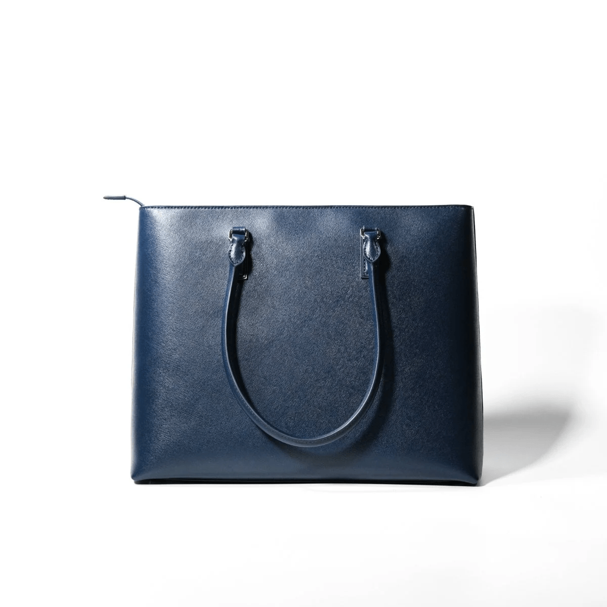 ITALIAN SAFFIANO LEATHER TOTE NAVY - aucentic