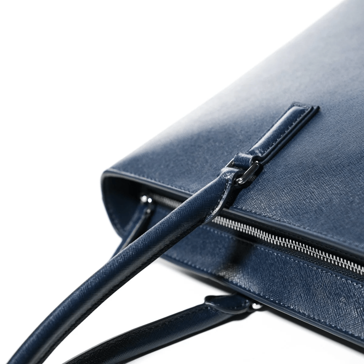 ITALIAN SAFFIANO LEATHER TOTE NAVY - aucentic