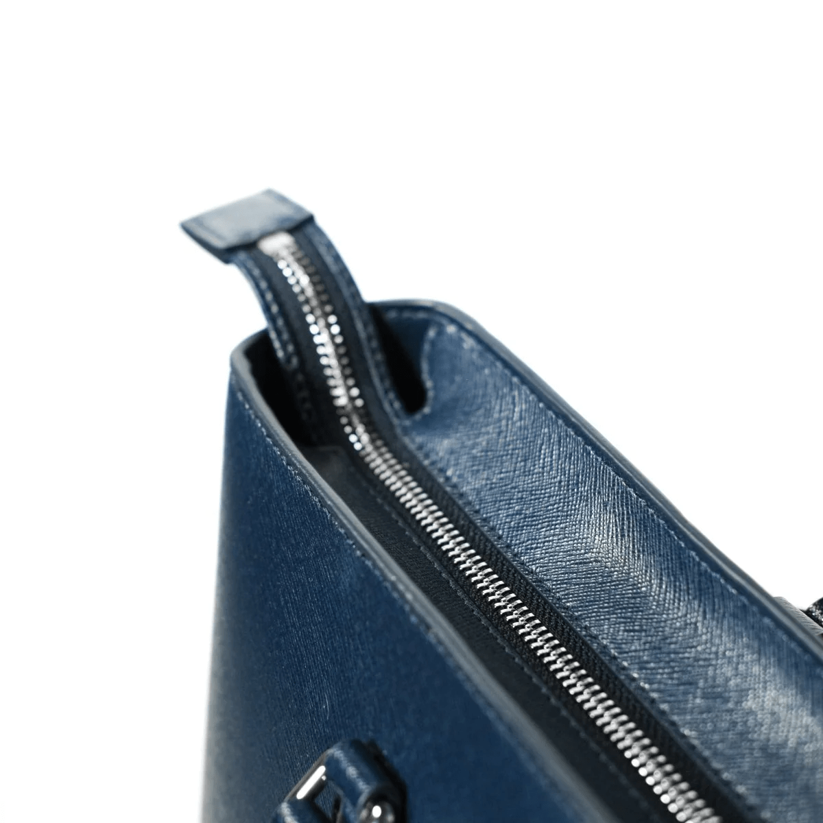 ITALIAN SAFFIANO LEATHER TOTE NAVY - aucentic